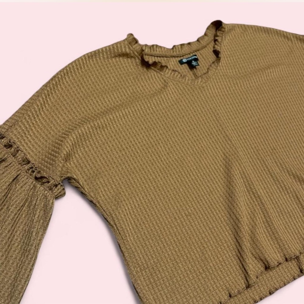 Versona Free People Style Waffle Knit Bell Sleeve Crop Top Sienna S - Picture 5 of 6